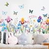 1Pc Watercolour Flower Butterflies Wall Stickers Children's Room Decor Home Essentials Bedroom Decoration Living Room Wall Decal