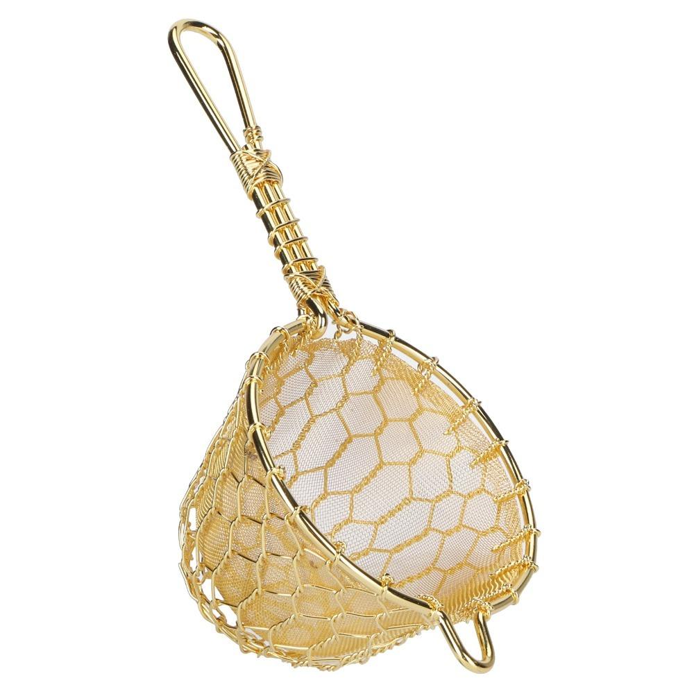 Long Handle Tea Infuser Strainer Gold Mesh Copper Tea Strainer For Tea Dregs Filtering