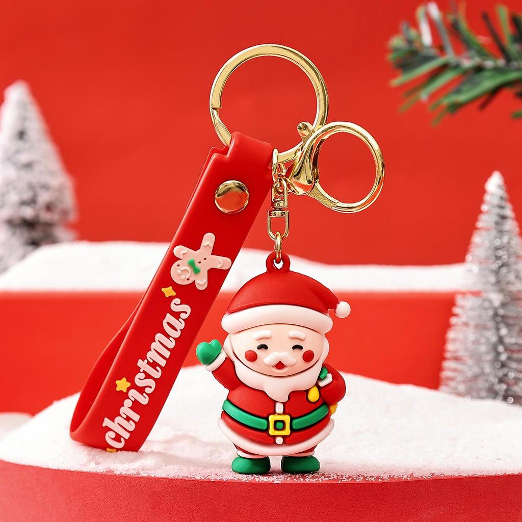 Niedlicher Cartoon Weihnachts Schneemann Gummi Schlüsselanhänger - Weicher Anhänger für Schlüssel oder Taschen