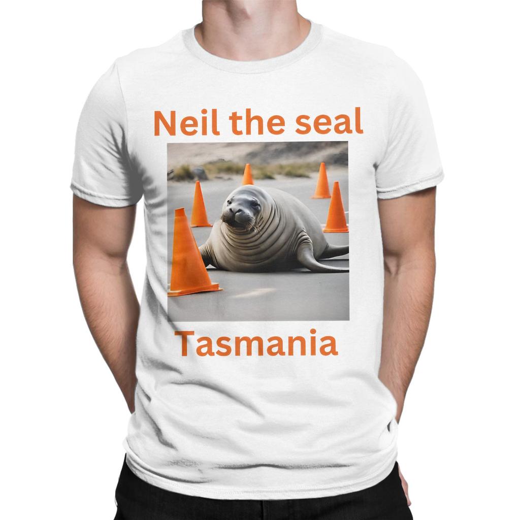 Vintage Neil the Seal Animal TShirts for Unisex Unisex Round Collar Cotton T Shirts Short Sleeve Tee Shirt Printed Tops