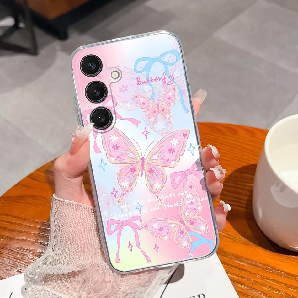 Case For Samsung Galaxy S25 FE Plus Ultra Clear Painted Flowers Back Cover For Samsung S 25 Ultra Soft Shockproof Phone Cases