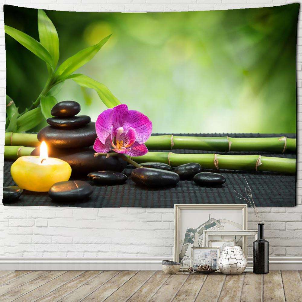 Tapiserie Bambus Lotus Agățare de Perete Peisaj Natural Boem Hippie Artă Vrăjitorie Saltea de Călătorie Decor Acasă