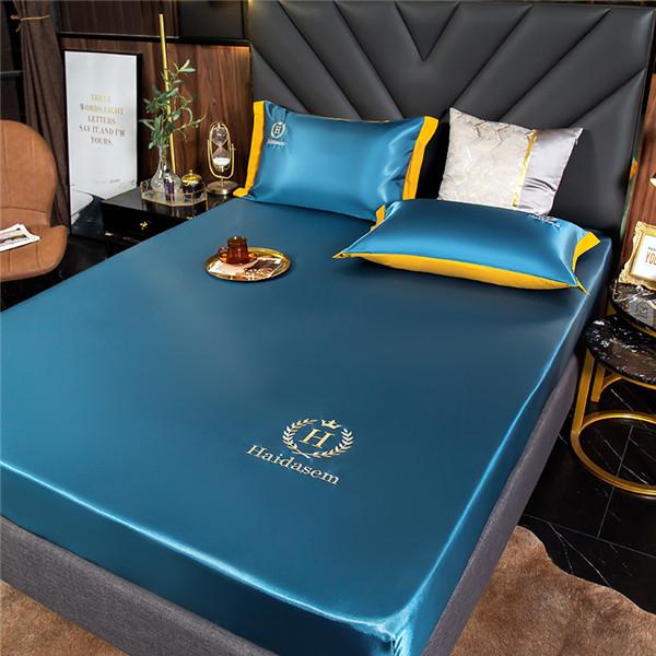 

3 шт., приятные для кожи подушки, летние простыни из ледяного шелка, чехол для вышивки, чехол для матраса, комплект постельного белья из трех предметов с 2 наволочками 150x200cmWith2 Pillowcase