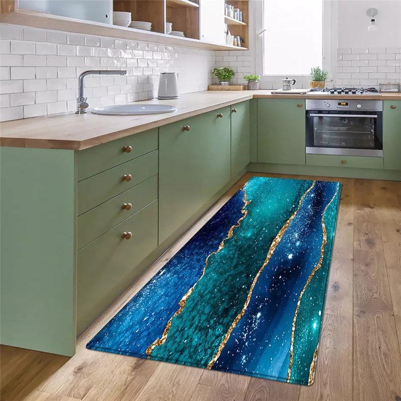 Green Marble Kitchen Mat Non-slip Emerald Rug For Living Room Bedroom Rugs Under Bed Area Rug Bath Mat