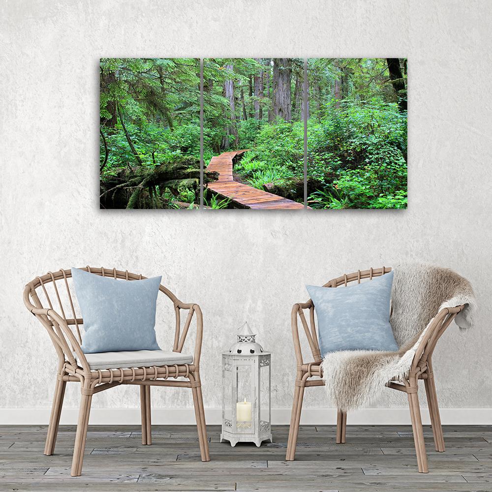 Three Piece Picture Canvas Print Rainforest Waterfall