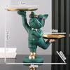 Resin Dog Statue French Bulldog Figurine Sculptures Modern Desk Decor Storage with 2 Trays Office Home Living Room Decoration