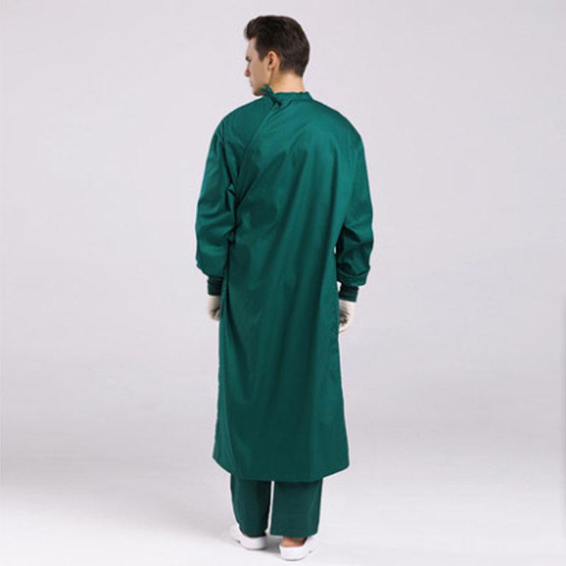 Unisex bavlnený chirurgický oblek s dlhým rukávom - Tmavozelený/Svetlomodrý