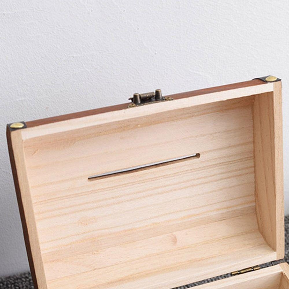 Decorative Wooden Treasure Bank Small Treasure Chest Storage Box Money Lock Boxes  Wedding Trinket