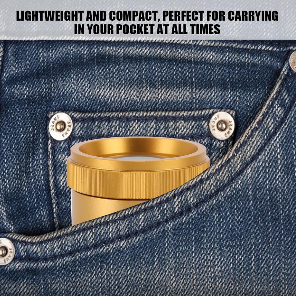 Practical Gold Finish 30X Magnifying Glass Sturdy Case Handheld Magnifier Portable Magnifier Jewelry Inspection