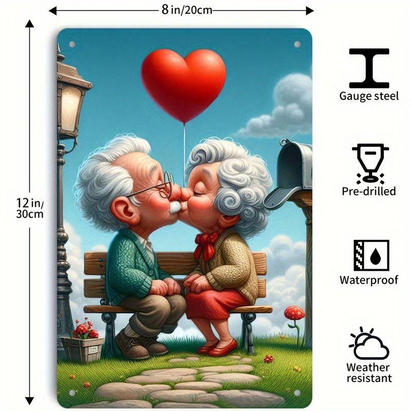 

Vintage Valentine s Day Metal Decorative Painting Gift for Couples Bedroom Living Room Cafe