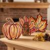 Thanksgiving Party Decor Accessories 3Pcs Wooden Block Signs, Fall Pumpkin Turkey Maple Leaf Tabletop Display Ornaments Decor, Farmhouse Tiered