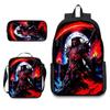 Skull Student Backpack Set Fashion Double Shoulder Bag Crossbody Bag Pencil Case Trendy Accessories Multifunctional School Bag