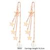 Korean Fashion Long Thread Round Drop Earring Female Gold Silver Color Stainless Steel Chain Earrings for Women Jewelry Gift