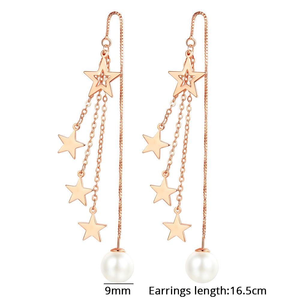 Korean Fashion Long Thread Round Drop Earring Female Gold Silver Color Stainless Steel Chain Earrings for Women Jewelry Gift