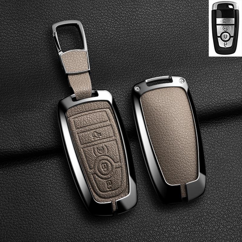 Zinc Alloy Leather For Lincoln Corsair Nautilus Aviator Navigator Continental Car Key Case Shell Keychain Keyring Car Key Cover
