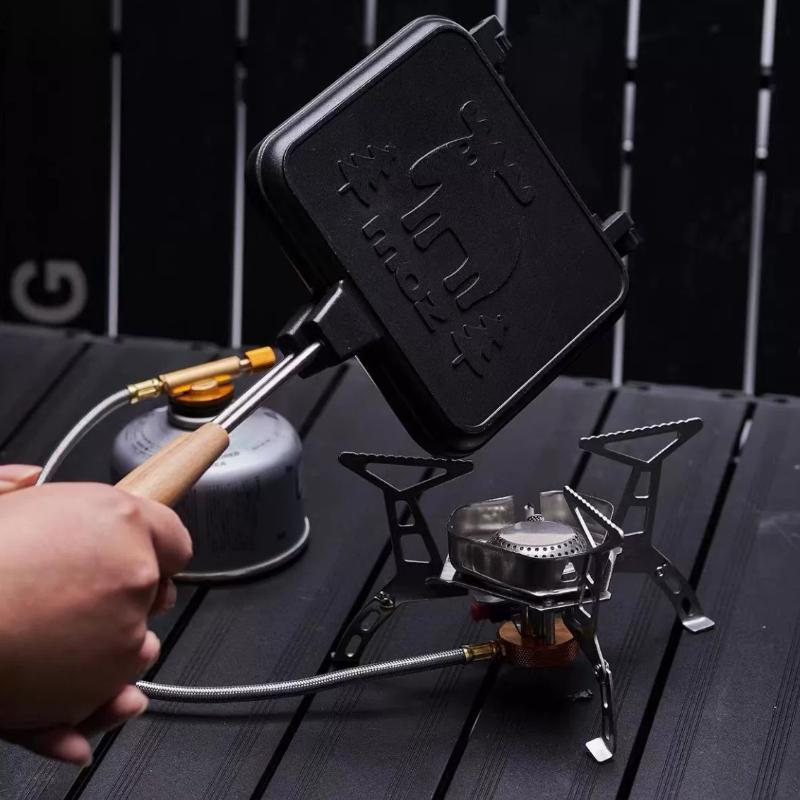 Double-Sided Non-Stick Panini Sandwich Maker Stove Top Grill Pan with Aluminum Flip Tray Perfect for Breakfast Waffles  Snacks