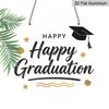 2D Flat Aluminum Graduation-themed Wall Hangings Available in Multiple Sizes Featuring A Simple Black and Gold "Happy Graduation" Design Are A