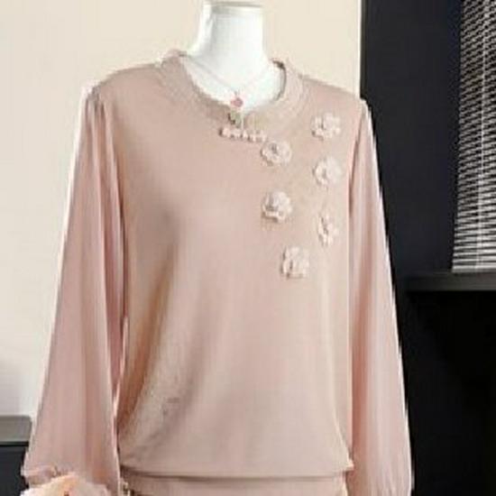 2026 Women s Spring/Autumn Ice Silk Long-Sleeve Top - Fashionable and Stylish for Moms XL коричный