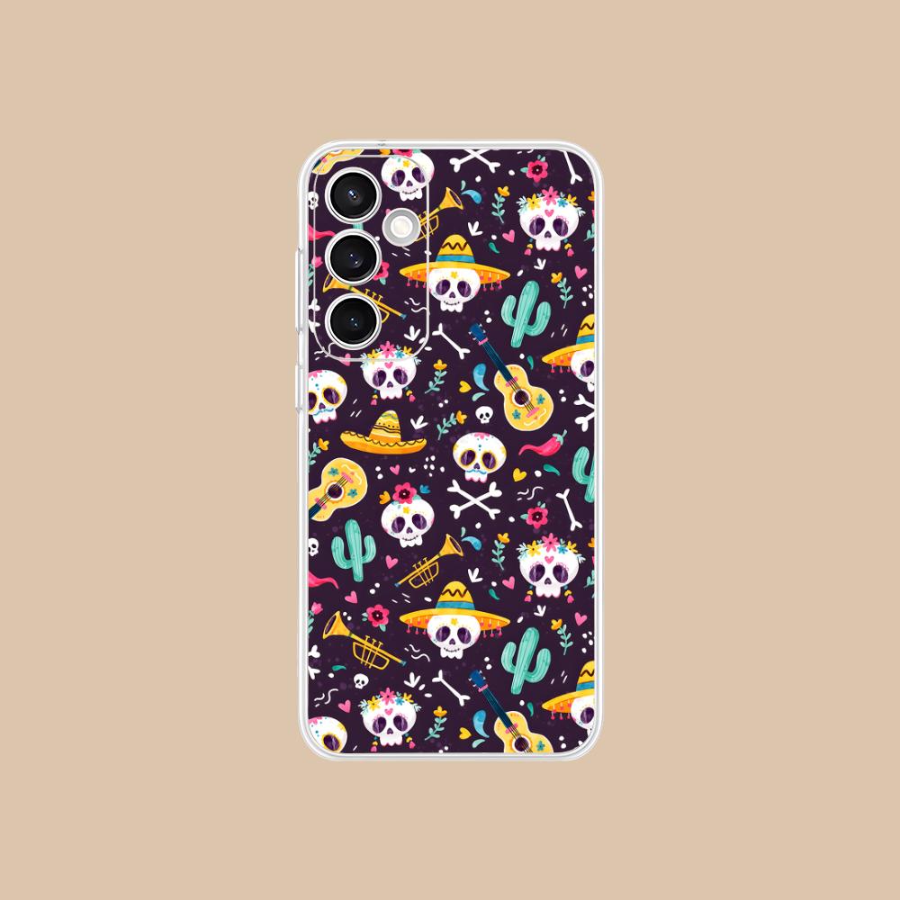 

Day of the Dead Clear Mobile Phone Case for Samsung Galaxy S25 S24 S23 S22 S21Plus FE Ultra Colorful Cover Galaxy S23 FE