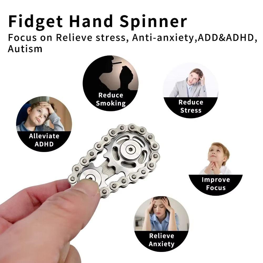Gyroscope Hand Spinner Chain Gear Spinning Top Wheel Gear Chain Gyroscope Fidget Spinner  Adult