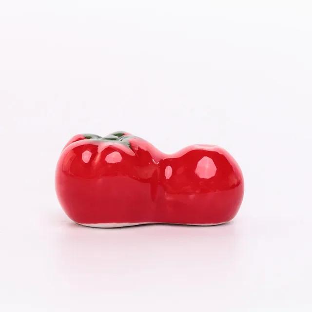 Ceramic Cute Red Watermelon/tomato Chopstick Holder Creative Home Fruit Spoon Fork Holder Kitchen Tableware