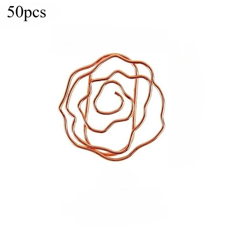 50pcs Golden and Rose Golden Flower Paper Clips Elegant Floral Clips for Office School Organization and Scrapbooking Projects