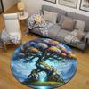 Decorative Round Christmas Multicolor Rug Pad, Non-Slip Floor Mat for Bathroom