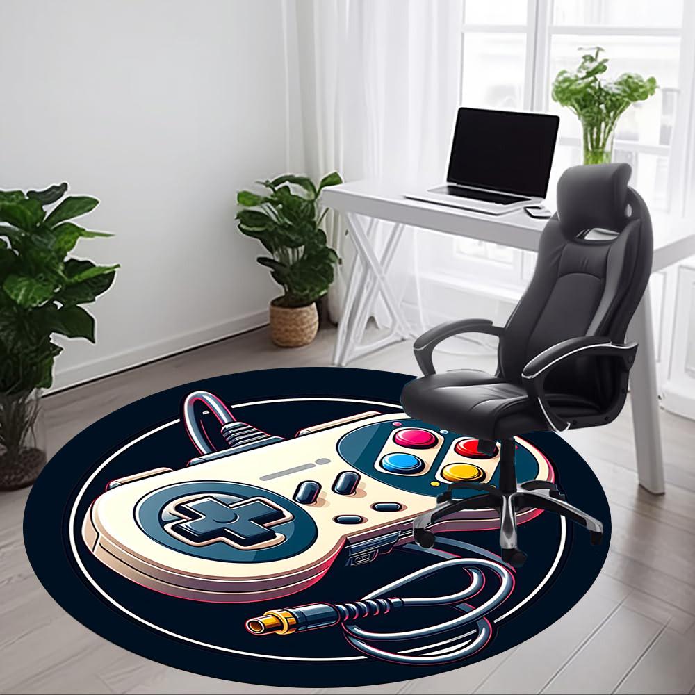 1pc Gamepad Controller Office Round Area Rug, Under Office Chairs Bedroom Living Room Home Decor, Room Deco, Available in Various Sizes