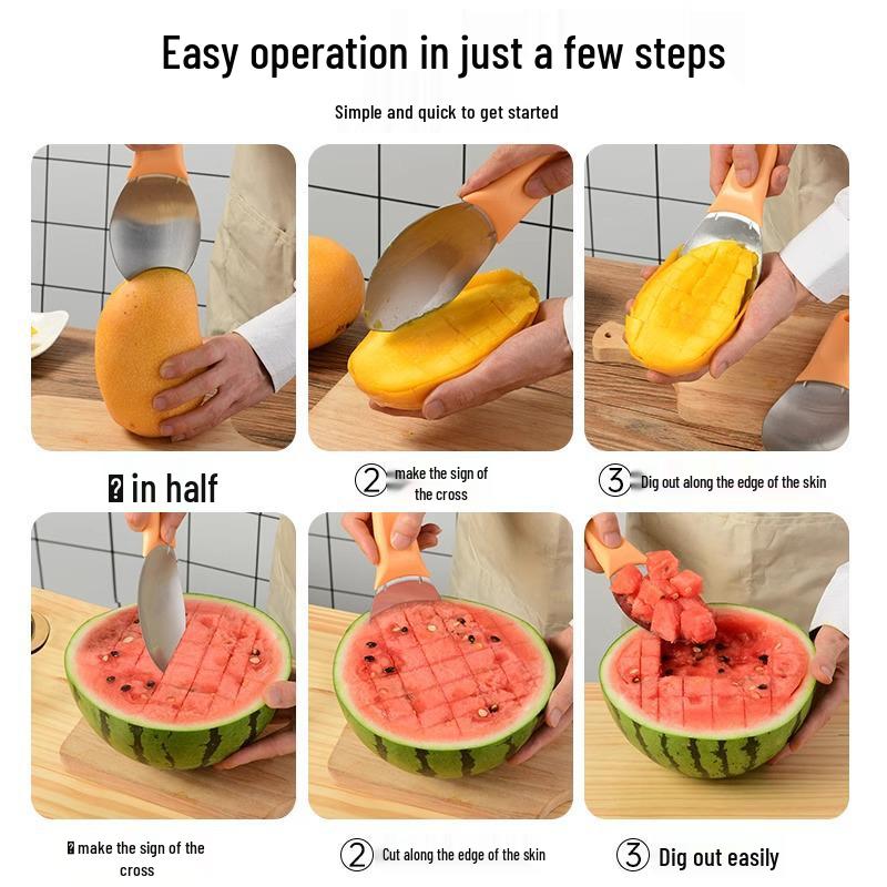 Mango & Watermelon Slicer: Stainless Steel Fruit Dividing and Peeling Tool