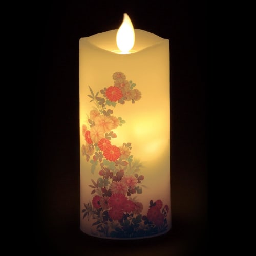 Kameyama Irohaakari S Chrysanthemum LED Candle, Compact Size