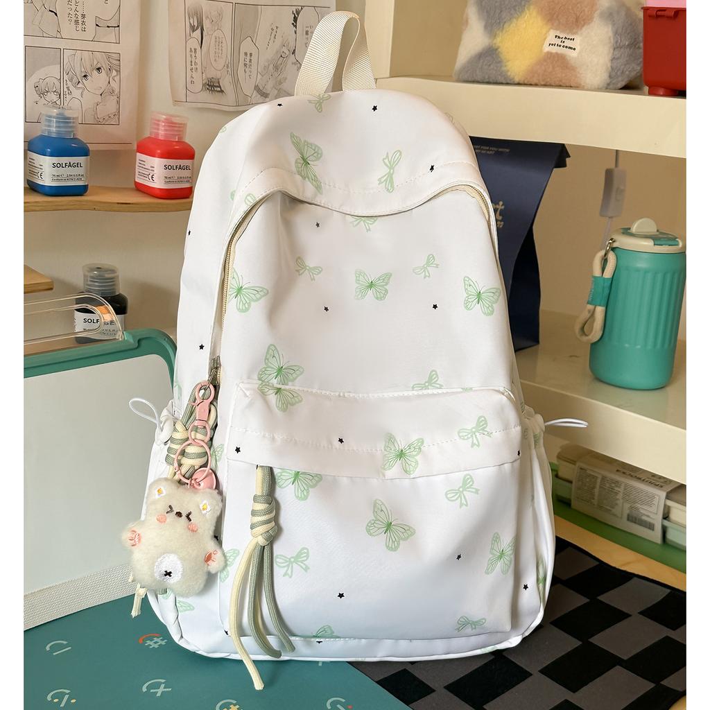 Schoolbag High Value Korean Version Ins Style Backpack Female Student Large Capacity Cute Cartoon Schoolbag Lightweight Simple Backpack