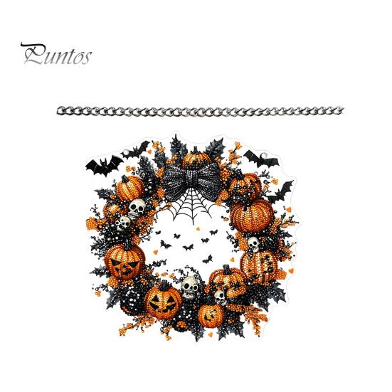 Durable Halloween Porch Decoration Pumpkin Pendant with Hanging Chain Waterproof Acrylic Welcome Front Door Sign for Window Wall Indoor Outdoor