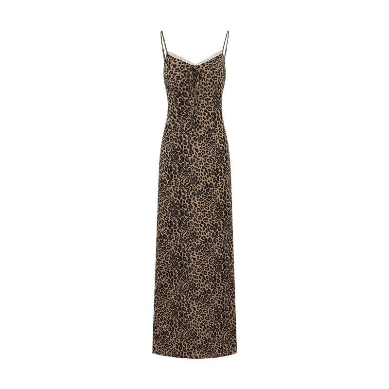 

Sexy Spice Girl Leopard Print Versatile Design Suspender Dress Summer New Slim and Skinny Hip Wrap Dress S цветной печати леопарда