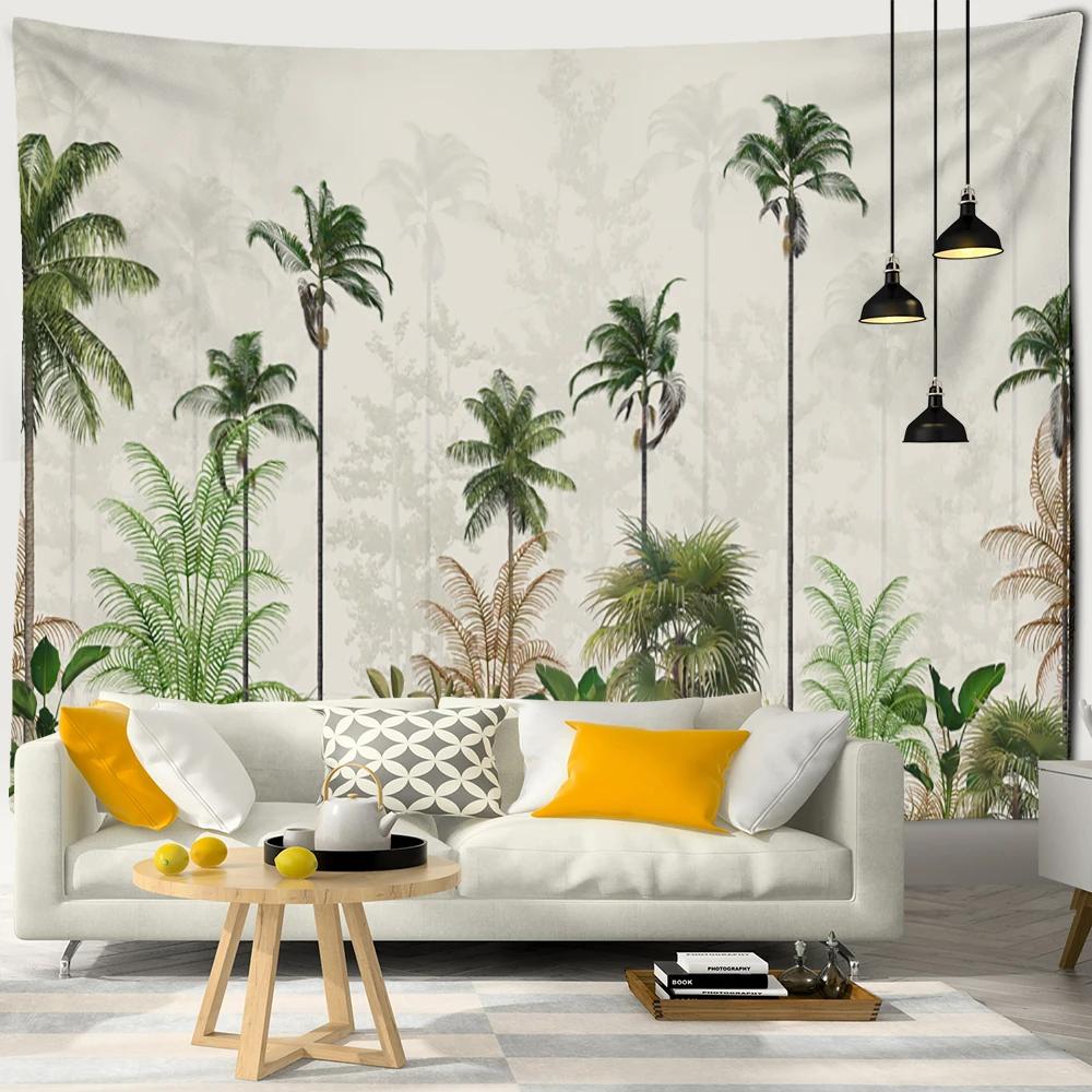 Banana Tree in the Mist Tapestry Wall Hanging Boho Hippie Tapez Polyester Background Fabric Art Home Decor