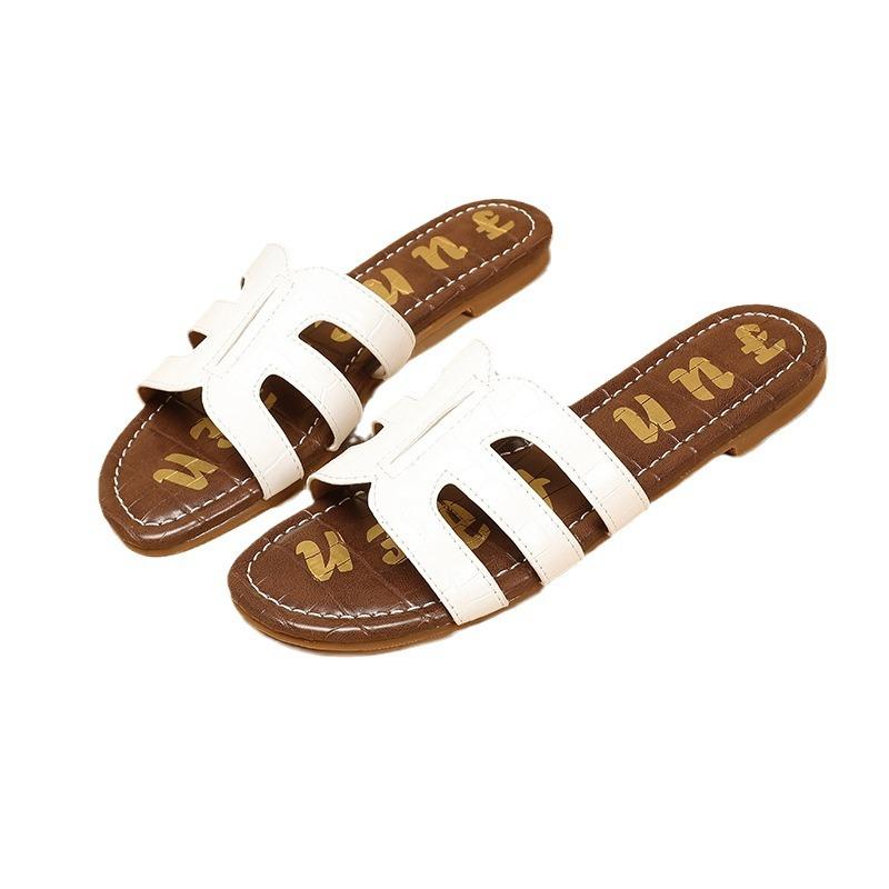 One-character slippers women's summer wear fashion casual versatile beach vacation style pregnant women non-slip soft bottom flat bottom sandals