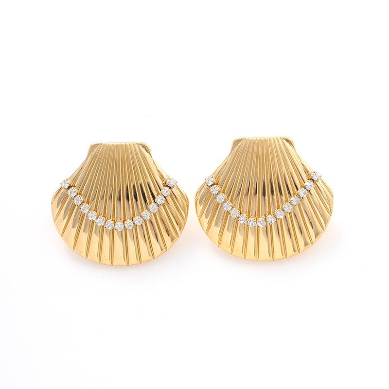 18K Gold Stainless Steel Flower Shell Beach Earrings