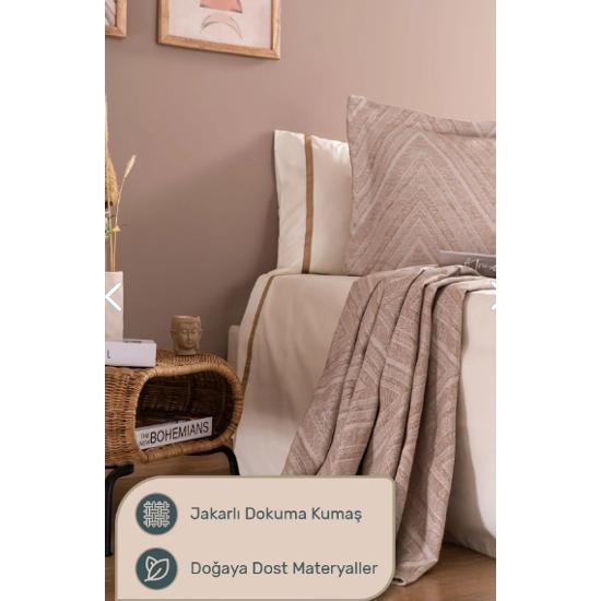 Ada Çift Kişilik Yatak Örtüsü Takımı Bej Günlük Çok Amaçlı Pike Örtü Seti - Şık Kutu Ve Paket