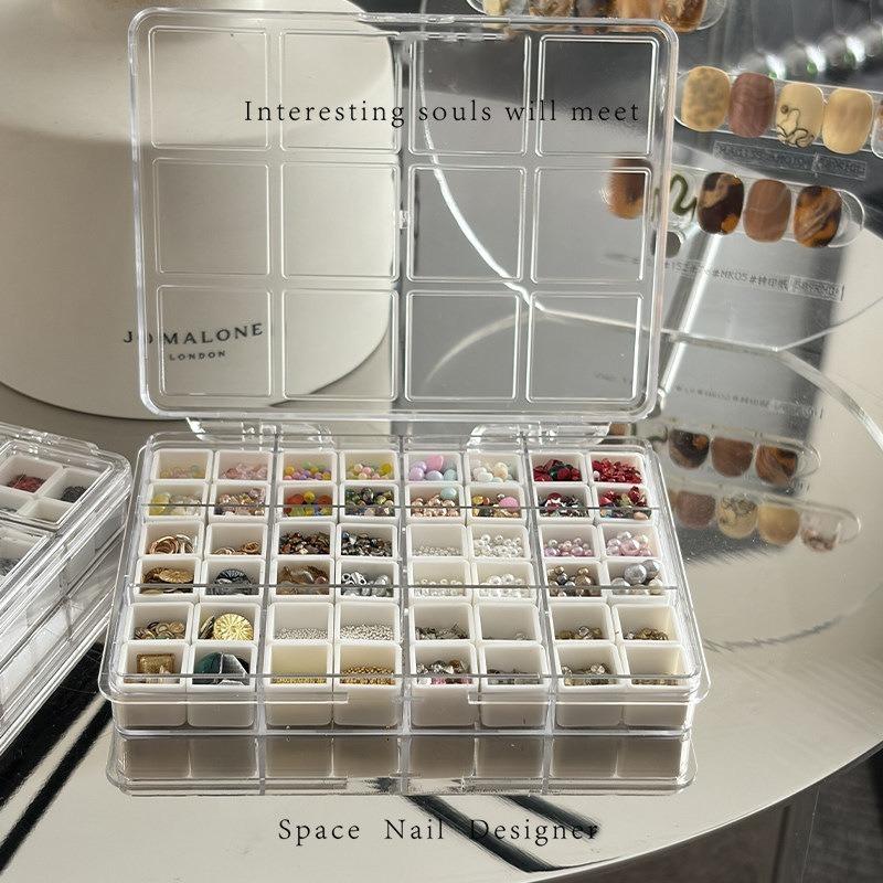 New Exquisite 48 Grids Mini Nail Accessories Storage Box Compartment Transparent Bead Screw Container Plastic Display Organizer