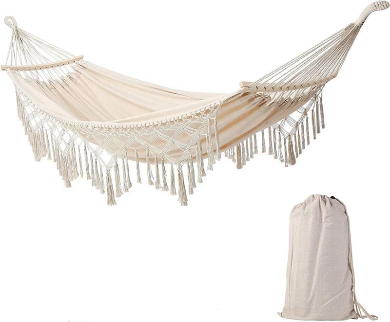 Bohemian Ethnic Princess Tassel Hammock - Anti-Rollover Canvas for Outdoor Use