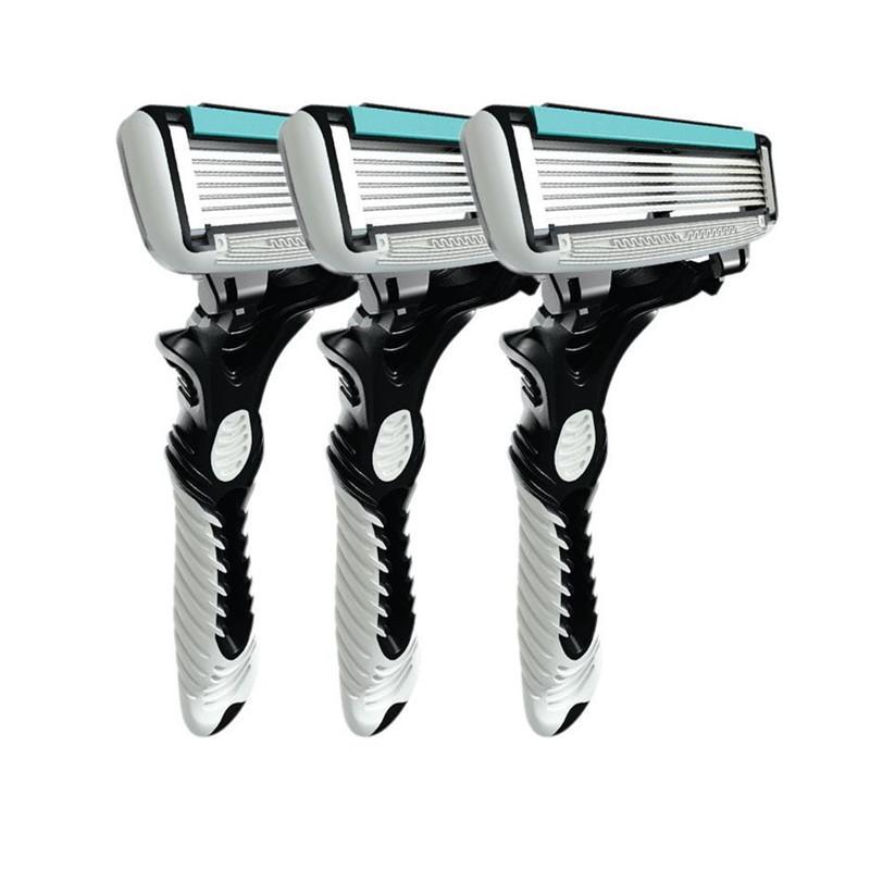 1 ud./3 uds./5 uds. Navaja Manual de Alta Calidad – Cuchillas Afiladas de 6 Capas para un Afeitado Suave y Cómodo para el Aseo Diario y Masculino