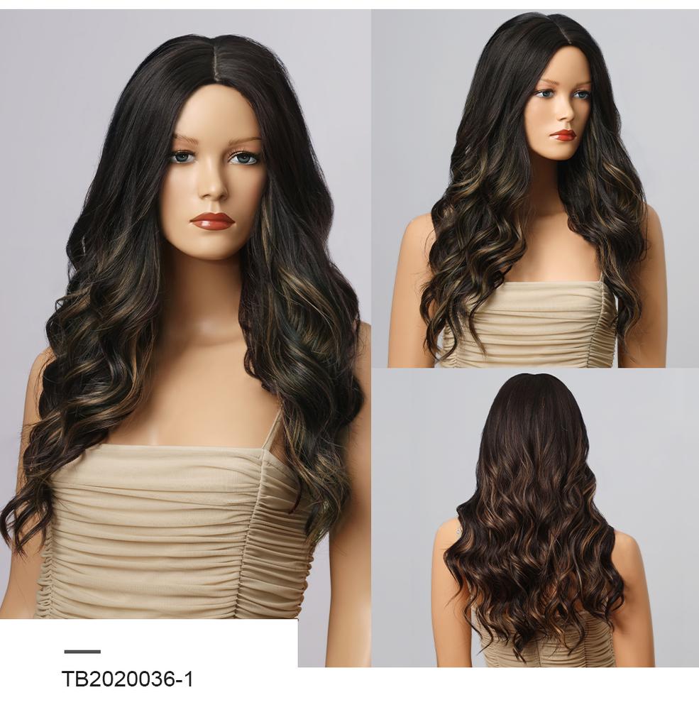 Synthetische Perücke für Frau, blau gefärbt, Ombre, langer Körper, Wasserwelle, Cosplay-Party, Lolita, 28 Zoll, hitzebeständige Nutural-Perücke