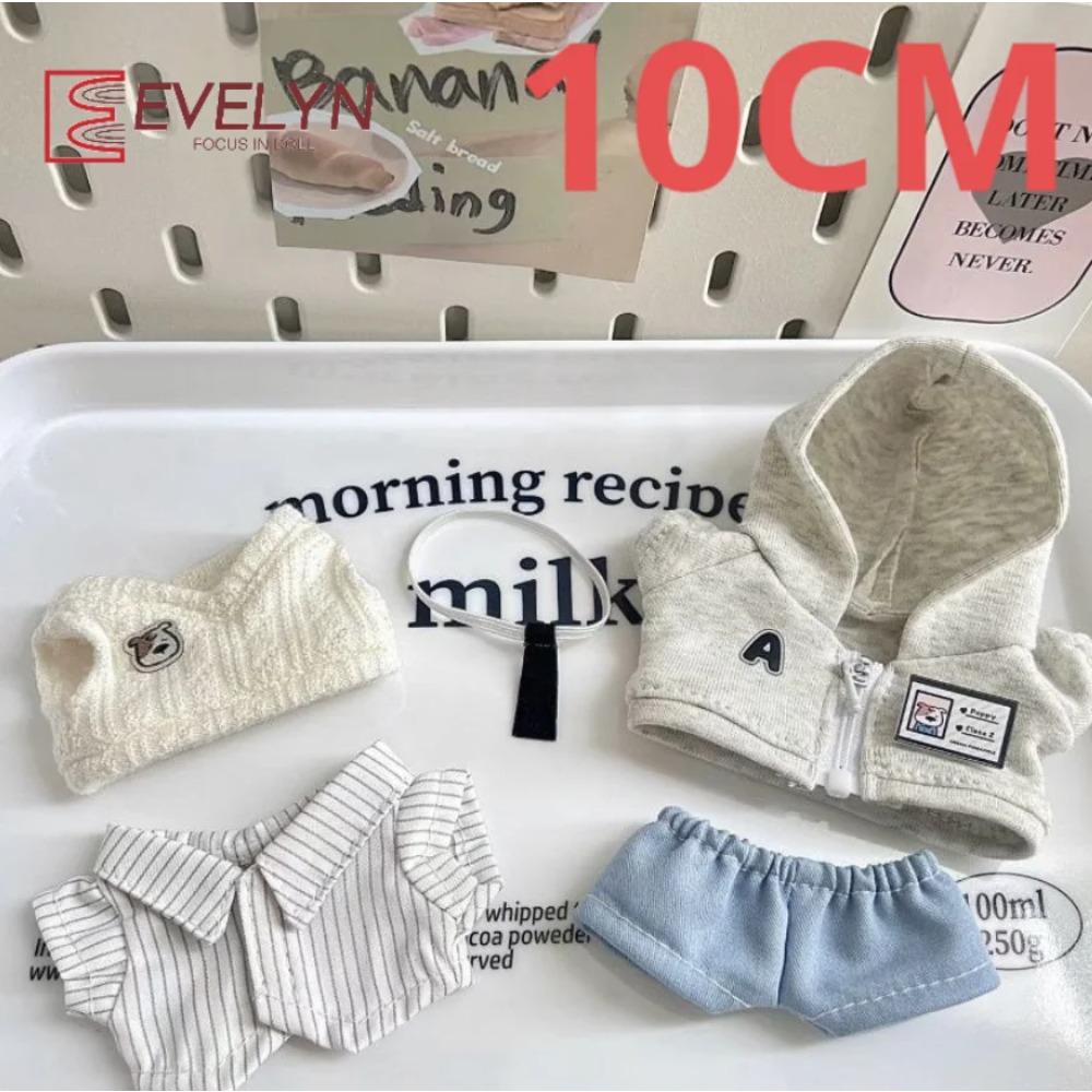 

Evelyn 10CM Clothes Hoodies Coat Pants Tie Shirt Vest For 1/12 BJD Dolls Top For 1/11 1/12 OB11 Cotton Stuffed Doll No Doll