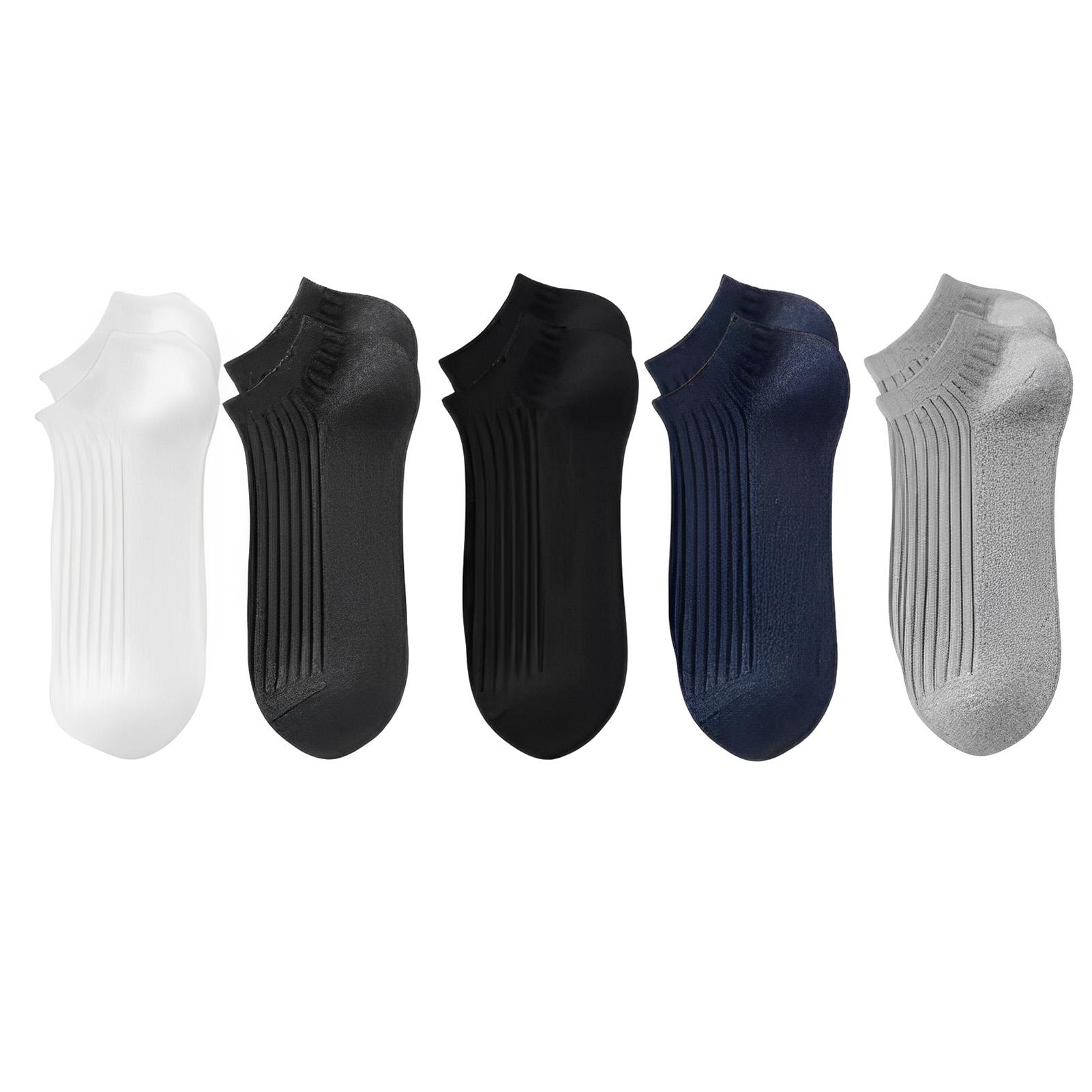 5pair Men Crew Socks Breathable Cotton Anti Slip No Show Socks For Summer With Odor Control And Moisture Wicking Comfort