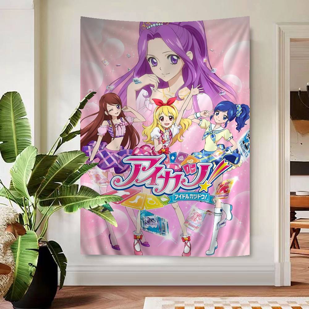 Aikatsu On Parade Anime Cartoon Tapestry Art Printing Japanese Wall Tapestry Anime Wall Hanging Home Decor