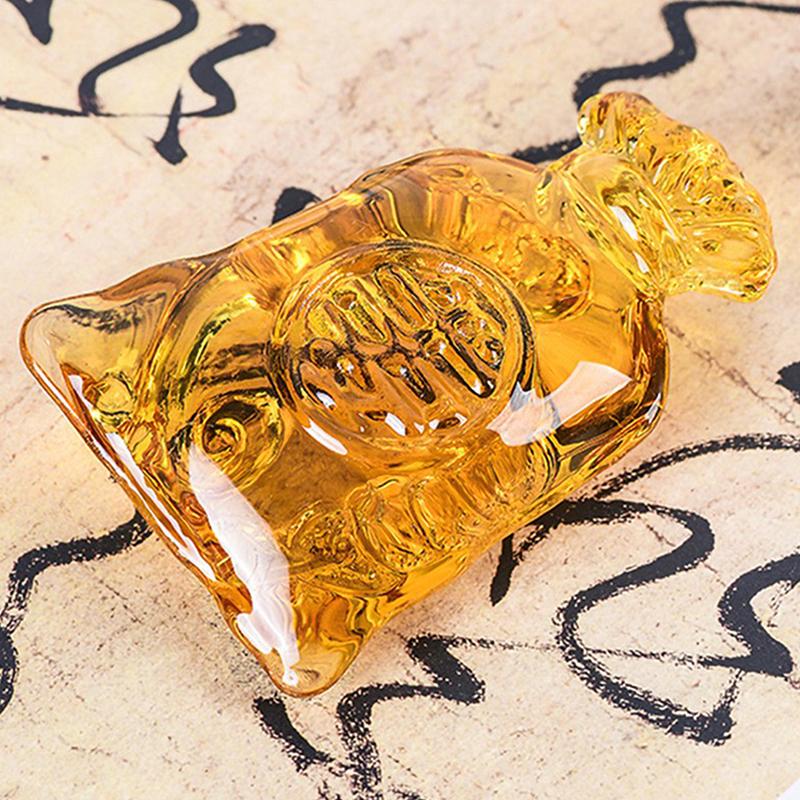 

Цитрин Фигурка Денежный мешок Фэн-шуй Ремесла Монета Счастливый Орнамент Офис Гостиная Украшение стола Стекло Год Подарок