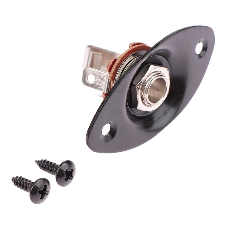 1Set Metal Concave Output Jack Plate Socket & Screws For Electric Guitar Replacement Oval Electric Guitar Pickup Accessories