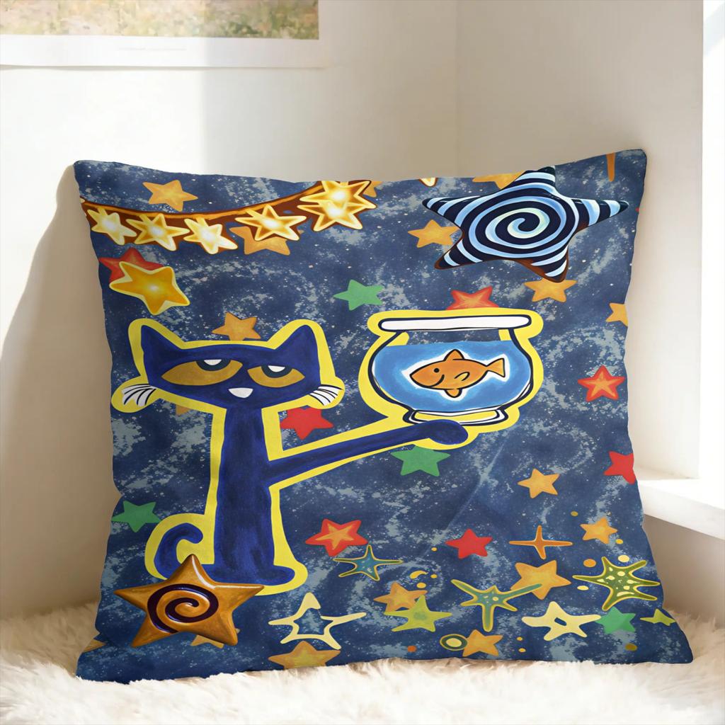 Pillow Cover P-Pete The Cat Funny Pillow Case For Sofa Home Decor Pillowcases