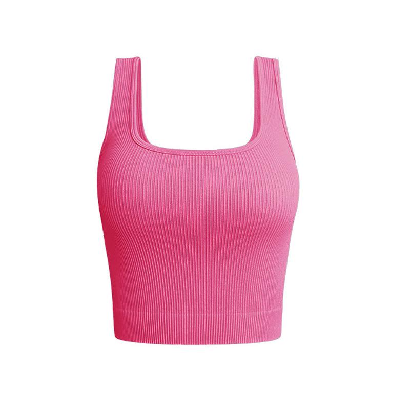 

Yoga Fitness Vest Without Chest Cushion, Single-Layer Shock-Absorbing Thread, Seamless Inner And Outer Wear, Fitness Yoga Sports Bra For Women L