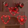 3 Bucăți Lumini Cortină Inimă cu Ventuze Lampă Portabilă Iubire Lumini Fereastră de Ziua Îndrăgostiților cu Telecomandă Iluminat Festiv Romantic