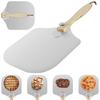 Aluminum Metal Pizza Shovel Spatula with Foldable Wooden Handle Nonstick Oven Cake Lifter Transfer Tray Baking Homemade Bread